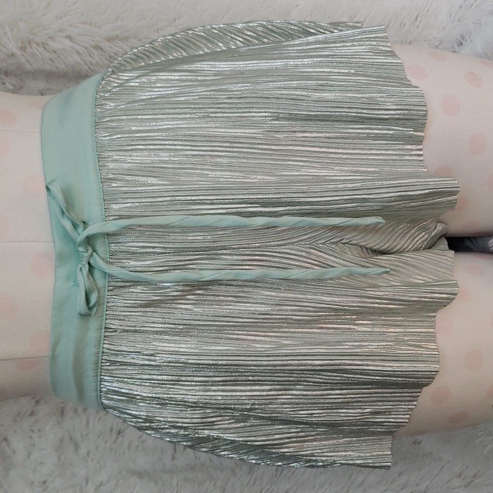 Victoria's secret mint and silver pleated shorts.